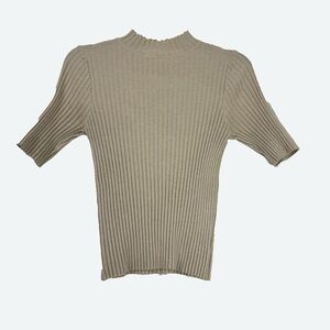 Beige mock neck sweater top